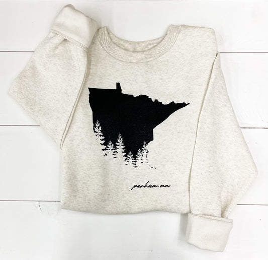 Minnesota Outline (Trees/Perham) Crewneck