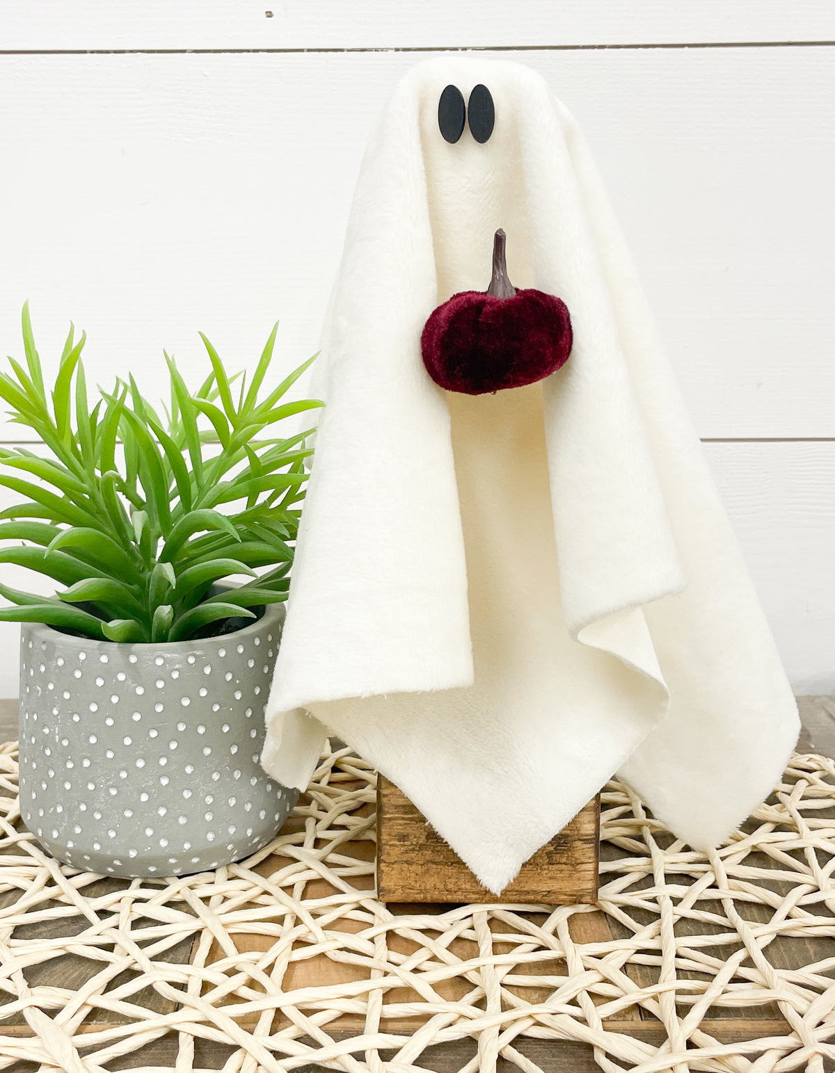 White Sheet Ghost with Pumpkin - Large